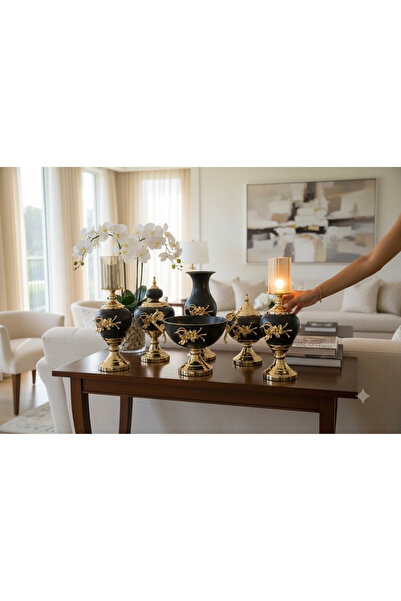 ECHOMEDECOR Lüks 6 Parça Dekoratif Salon Takımı