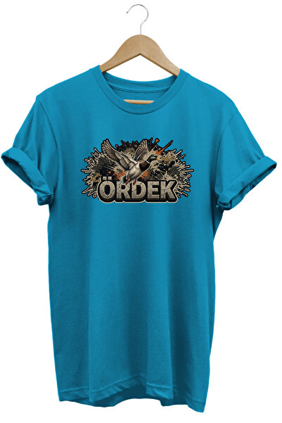 WİDİ Duck Graphic Printed Crew Neck Cotton Hunter Nature T-Shirt