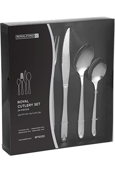 ROYALFORD طقم أدوات مائدة ملكي لامع، آمن للغسل في غسالة الأطباق، مصنوع من الف...
