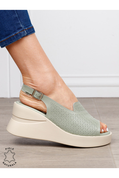 ANGEL BLUE Sandale damă din piele naturală model simplu și confortabil cu pla...