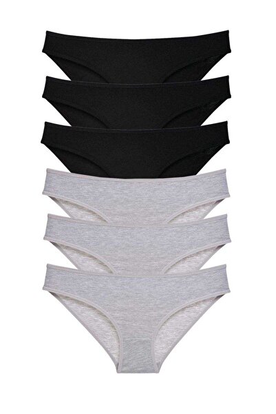 Mestore 6 Pieces Super Eco Set Lycra Women's Slip Panties Black Gray