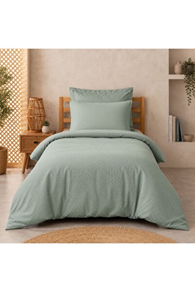 Cotton Box Single bed linen jacquard Plaid Green (sage), Cotton Box, ranforce...