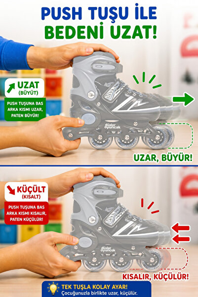 Cool Wheels Urban Serisi Premium Kutulu Ayarlanabilir (2+2 veya 2+1+1) Paten