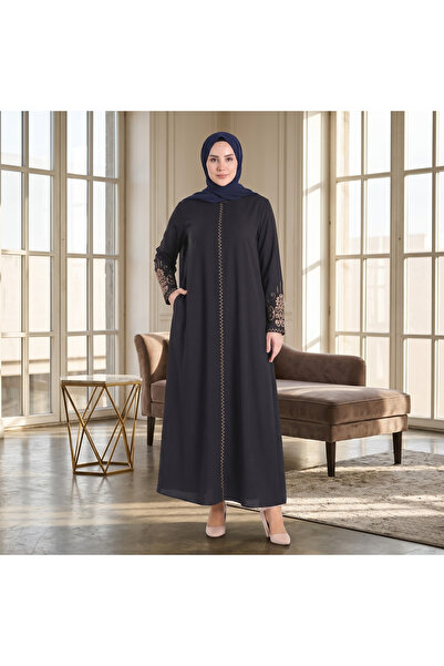 ISTANBUL STYLES Stylish Embroidered Zippered Robe – Crepe Fabric