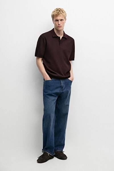 Massimo Dutti %100 Pamuklu Dokulu Polo T-Shirt