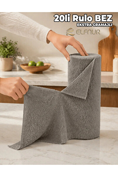 elfnur 20 Yaprak Çek Kopar Uzun Ömürlü Mikrofiber Temizlik Bezi