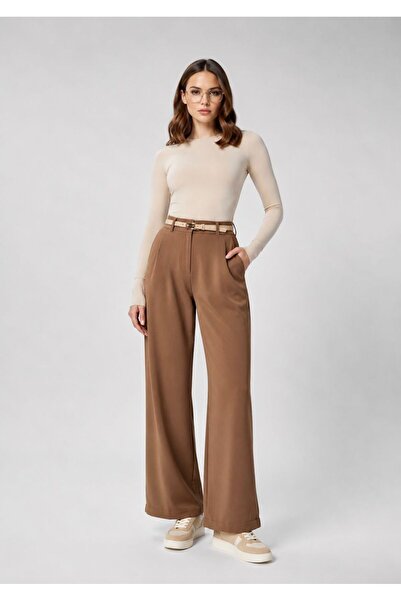 RESSHO Women's Belt Detailed Palazzo Trousers