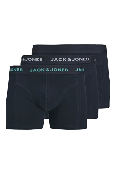 Jack & Jones Men's Underwear, 3-pack Boxer Briefs, Text Print, Dark Navy