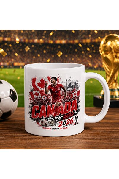 Bk Gift كأس أبيض بتصميم كأس العالم 2026 بتصميم مشجعي كندا