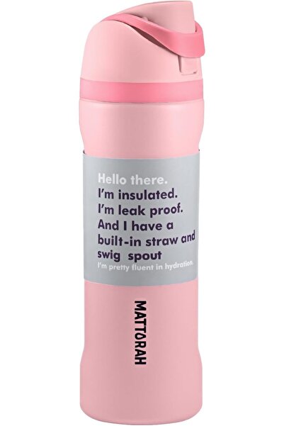 Mattarah Stainless steel vacuum insulated water bottle with straw and rotatin...
