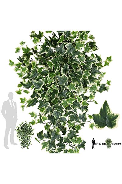 Roberto Rossi Iedera artificiala H90cm cu 352 frunze verde cu alb