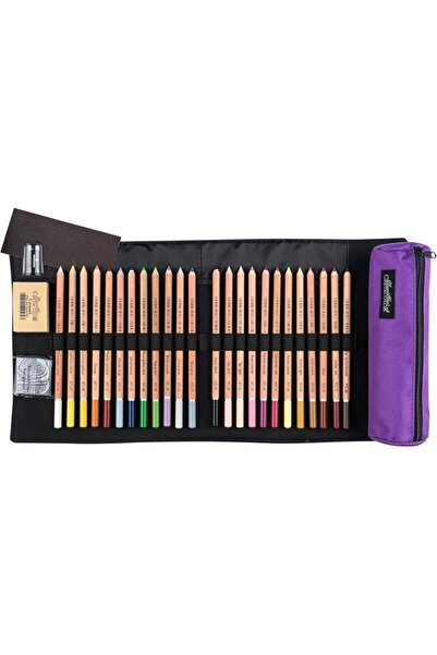 CretaColor Pencil Wrap Pastel Set 29 Piece Drawing Set Roll Pen Holder (400 75)