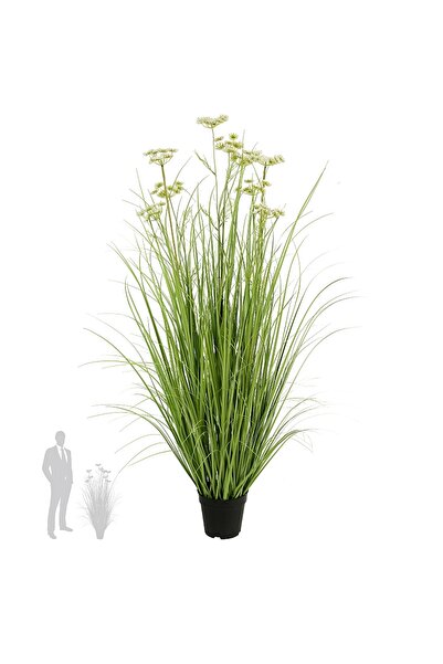 Roberto Rossi Iarba artificiala Onion 120 cm cu 9 flori de morcov albe