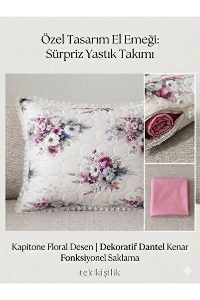 Nevresimatölyesi7 Tek kişilik sürpriz yastık/ bir yastık/ bir çarşaf ve kapit...