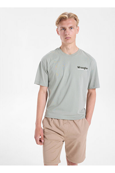 WRANGLER Turquoise Men's Relaxed Logo Printed T-Shirt W2610027306 Turquoise T...