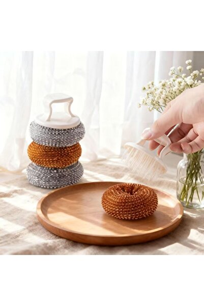 Zenorius Stainless Steel Wire Sponges 4/ Top Bottom Set with Handle