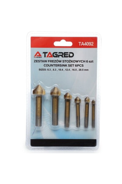 Tagred Professional Set de 6 freze, Tagred TA4092, coadă 6.35 mm, titan