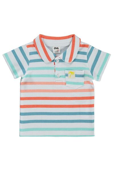 Civil Baby Çizgili 6-18 Ay Tişört - Beyaz