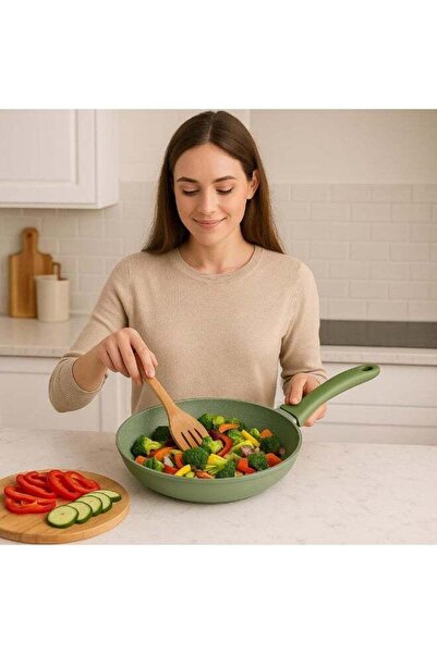 RiSOLi Dr Green Induction Frypan Eco-Friendly Non-Stick Frying Pan with Soft-...
