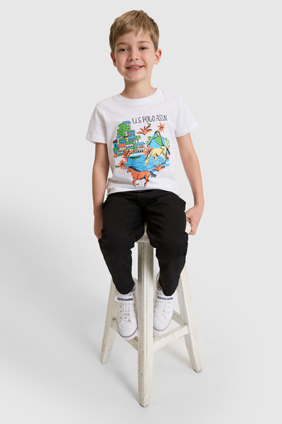 U.S. Polo Assn. Erkek Çocuk Beyaz Bisiklet Yaka Tişört 50327025-VR013