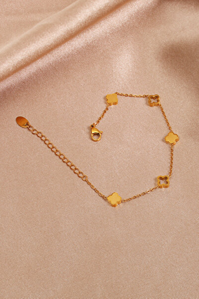 Süspüs Accessories Gold İkonik Yonca Figürlü Çelik Bileklik