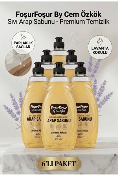 FoşurFoşur By Cem Özkök Lavanta Kokulu Bitkisel Sıvı Arap Sabunu 750 ml 6 Adet