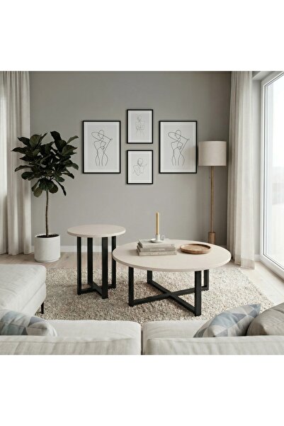 Mourah Home Mesa 2‑Piece Coffee Table Set 90cm W - Beige M.SH.29378.3