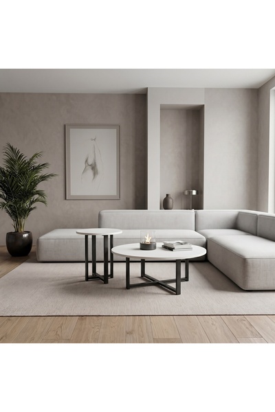 Mourah Home Mesa 2‑Piece Coffee Table Set 90cm W - White M.SH.29378.4