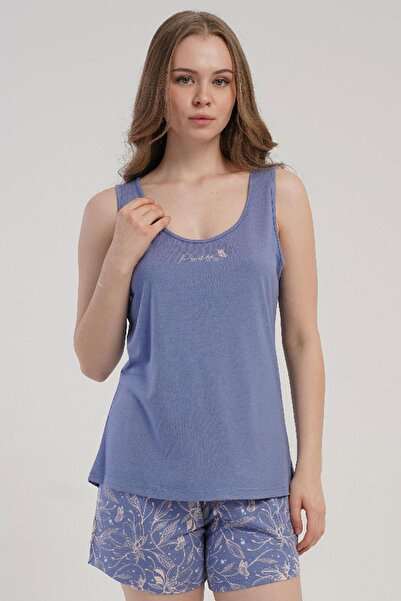 KEZOKİNO Kadın Kalın Askılı Şortlu Mor Pijama Takımı C5T7N1215