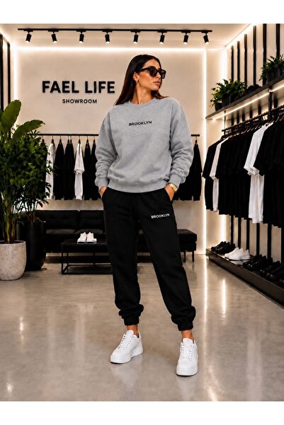 FAEL LİFE SET UNISEX CU GULER LARG ȘI PANTALONI DE TRENING CU IMPRIMEU BROKLYN