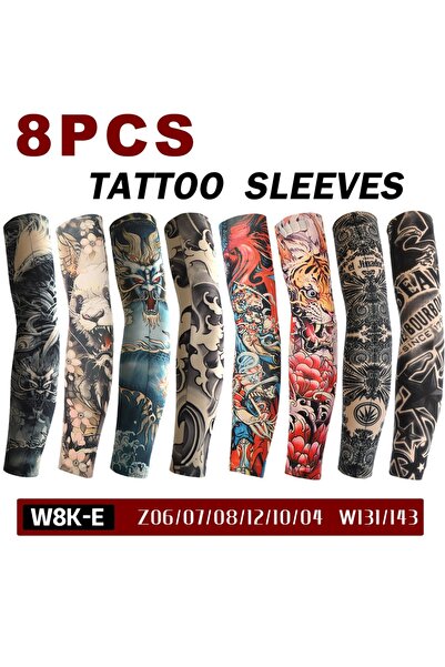 Choice3 W8K-E 8 PCS Tattoo Sleeves Men Women UV Protection Cooling Cycling St...