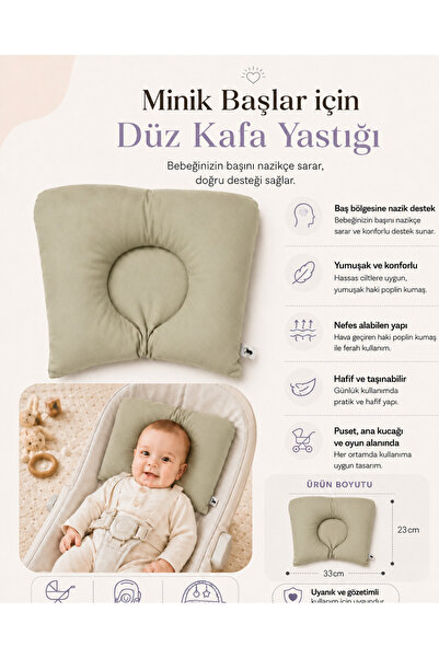 Dear Deer Love Bebek Düz Kafa Yastığı Yenidoğan Baş Destek Minderi 33x23 cm