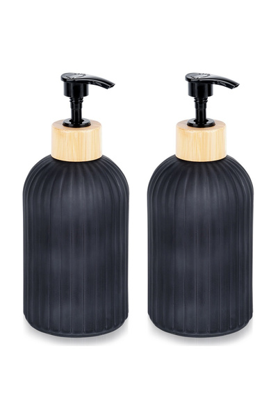 Vilde Dozator de săpun din sticlă neagră 400 ml 2 buc.