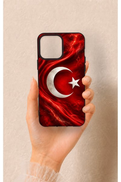 Vip Case حافظة سيليكون متوافقة مع هاتف iPhone 13 Pro Max بنمط العلم التركي