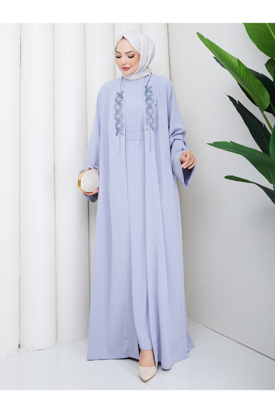 EFSUN MODA Rochie de seară dublă cu aplicații de pietre