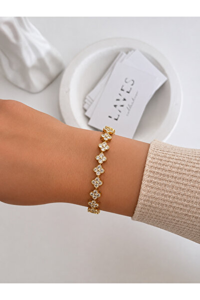 Laves Collection Çelik Taşlı Yonca Bileklik