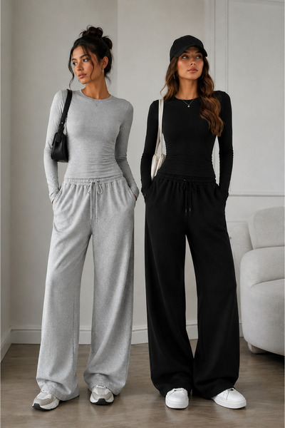 EVIus Set de trening pentru femei, 4 piese, tricou cu gât rotund, croială str...