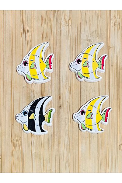 Kartopu Buton Ornament Pește Decorativ din Lemn Vopsit 30 X 35 Mm. Pachet de ...