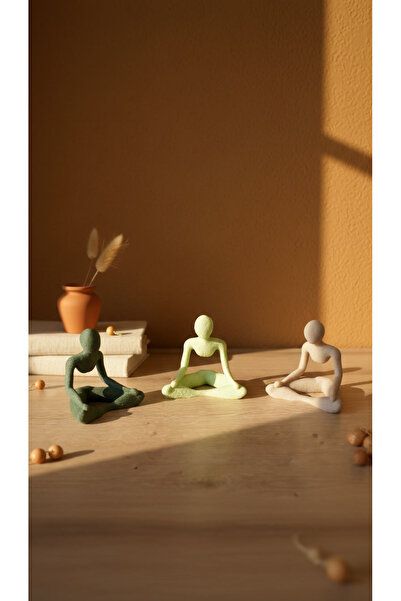 DOSSUESTUDİO 3'lü Yoga Figürü Biblo Seti – Meditasyon ve Huzur Temalı Dekorat...