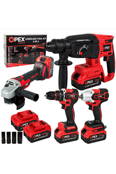 opex Set de scule electrice 4 piese 21V 5Ah cu ciocan rotopercutor, mașină de...