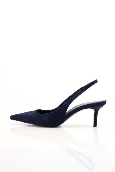 5in1Canpolat Slingback albastru marin cu vârf ascuțit 25149