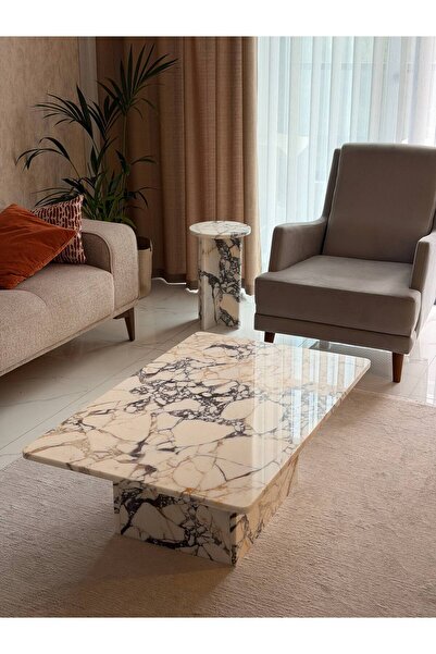 adomarmarblehandmadeandluxury Menekşe Orta Sehpa, Mermer Orta Sehpa