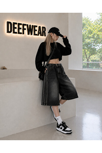 DEEFWEAR Y2K широки дънкови шорти с райета, тип бермуди/къси панталони
