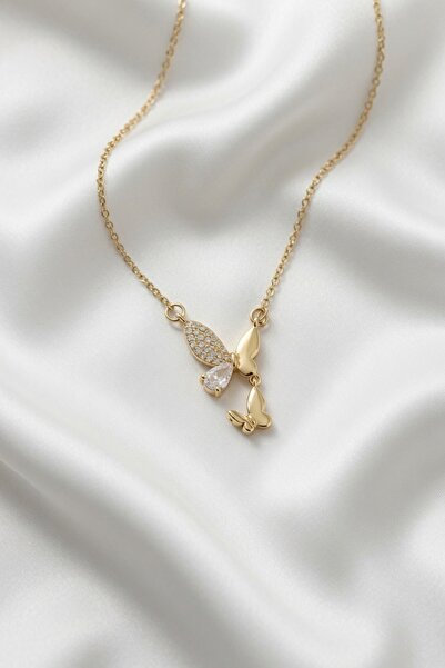 Jadem Gold 316L Steel Chain Gold Color Butterfly Model Women's Necklace