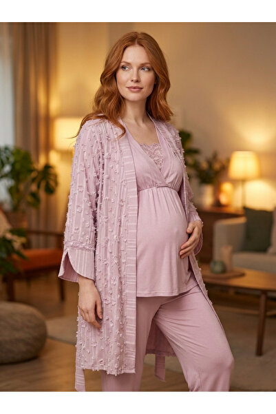 Lohusa Homewear Yeni Sezon Gül Kurusu Dokuma Yazlık Emzirme Özellikli Özel Ta...