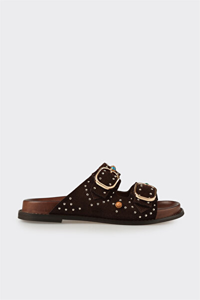 Elle Shoes Kahve Deri Kadın Terlik