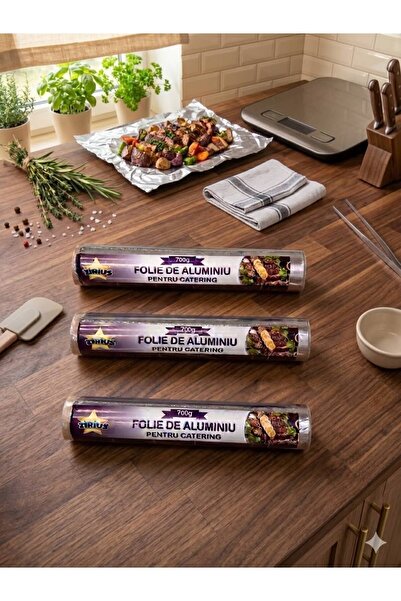 zirius Set 3 Role Folie Aluminiu Alimentară – Premium, 700g per Rolă