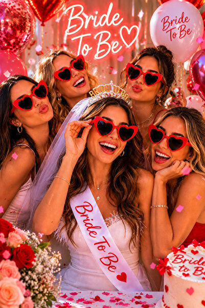 Happyland Red Heart-Shaped Bride to Be Bridal Glasses, Bridal Party Accessory...