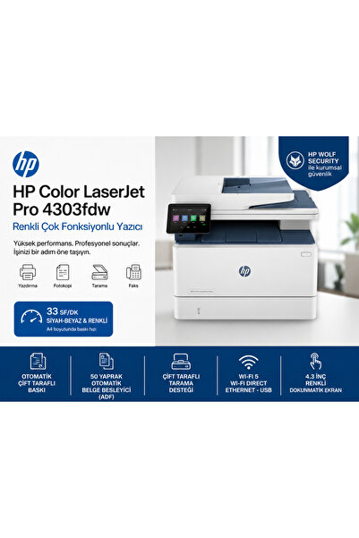 HP LaserJet Pro 4303fdw Renkli Çok Fonksiyonlu Yazıcı