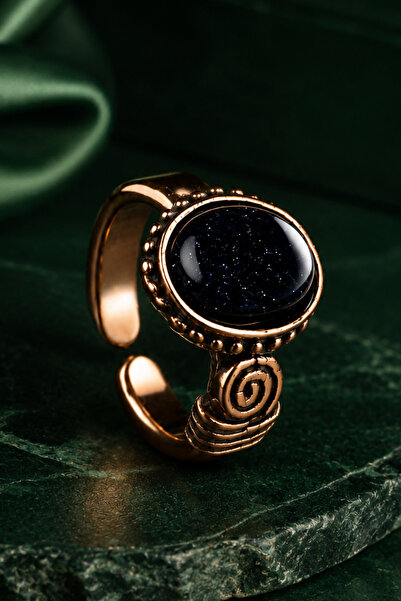 İyyaKee Women's Navy Blue Star Stone Copper Ring Adjustable Authentic Stylish...